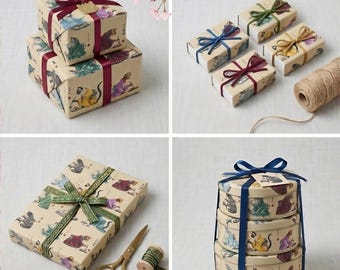 Kimono Cats Wrapping Paper: Japanese Sushi Neko Gift Wrap