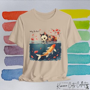 Cat & Koi T-Shirt: Japanese Water Art, Pond Paws Design