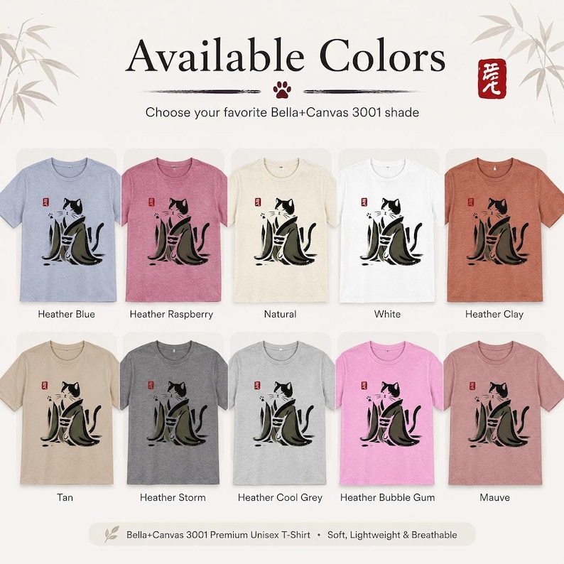 Sumi e Cat Shirt: Unisex Japanese Art Tee with Kimono Design image 2