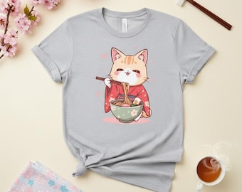 Kawaii Ramen Cat T-Shirt – Japanese Anime Neko Tee