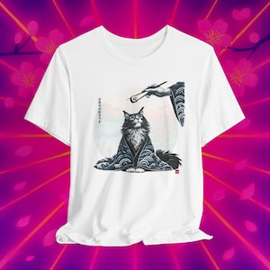 Camiseta Sushi Cat - Camiseta japonesa Kimono Cat, Camiseta engraçada para amantes de sushi, Presente exclusivo do Japão