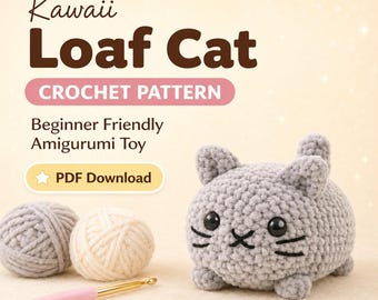 パン猫の編み図、初心者向けあみぐるみおもちゃ（PDFダウンロード