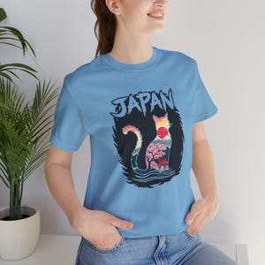 Sakura Cat T-Shirt: Japanese Cherry Blossom Art, Rising Sun Design