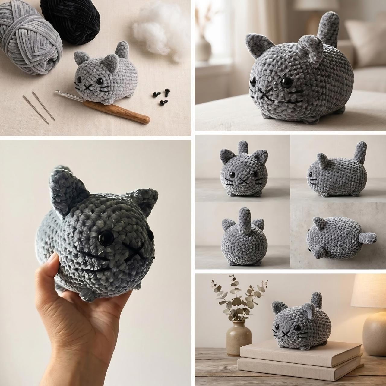 パン猫の編み図、初心者向けあみぐるみおもちゃ（PDFダウンロード