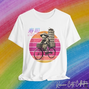 Camiseta Sushi Cat - Presente para amantes de camisetas japonesas Sushi Neko, Camiseta de manga curta unissex, Presente para amantes de gatos, Camiseta fofa de gato, Camiseta para amantes de gatos,