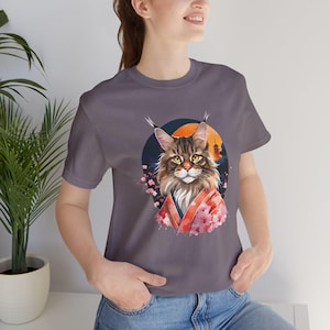 Floral Cat Moon T-Shirt: Boho Neko Crescent Moon Tee