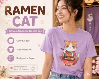 Ramen Cat T-Shirt: Kawaii Japanese Noodle Tee
