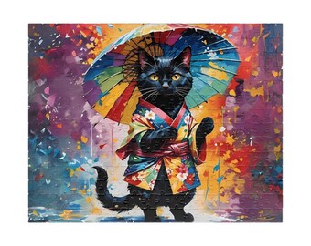 Kimono Cat Puzzle (110, 252, 520, 1014-piece), Japanese Neko