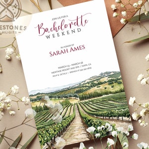 Digital Download, Invitation Template, Bachelorette Party, Napa Bachelorette, Itinerary Printable, Wine Invitation Template