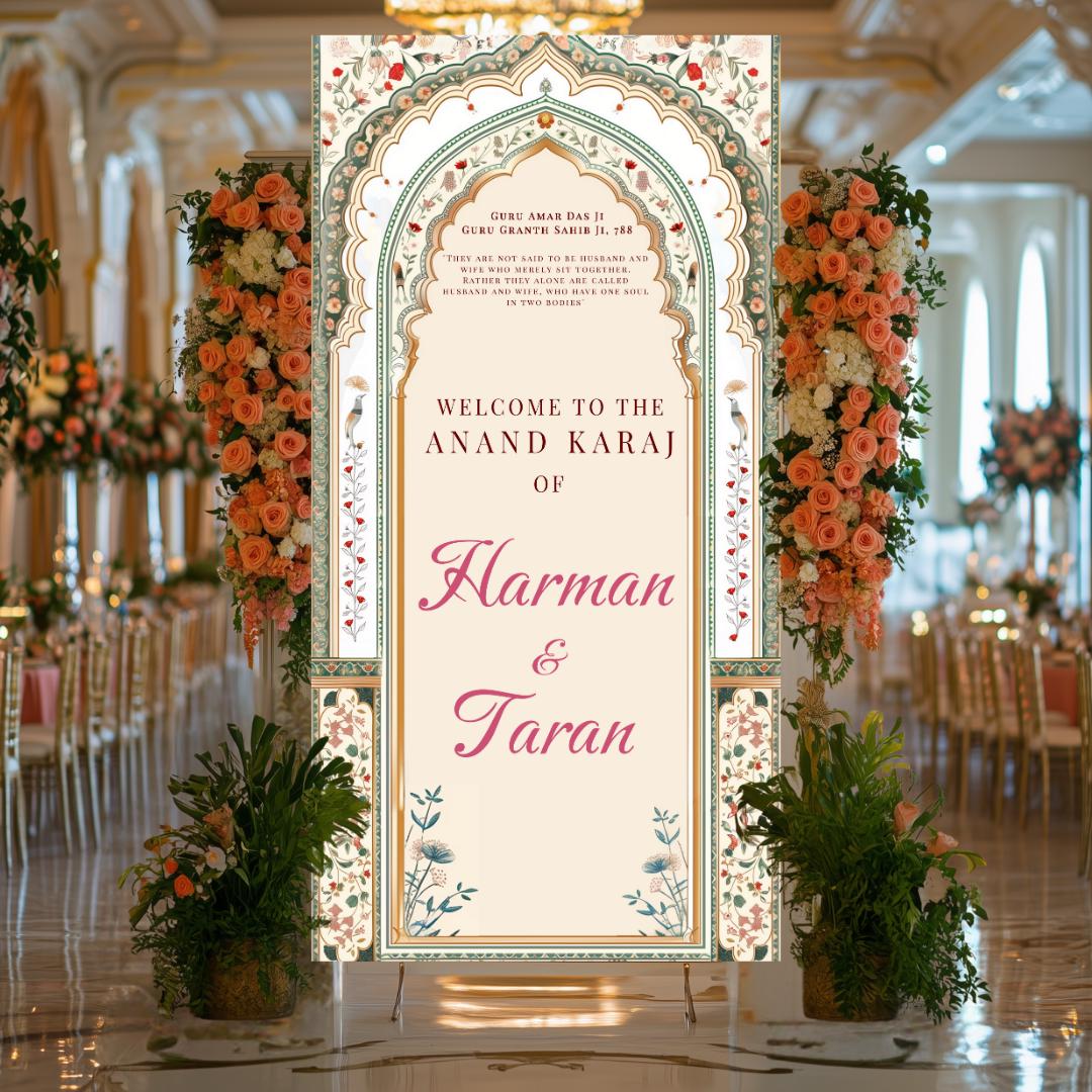 XL 8x4 FT 6X3 Wedding Back Drop, Sangeet Wedding Sign, Customizable, Anand Karaj, Engagement, Mehndi Ceremony, Jago, Choora, Sangeet Digital