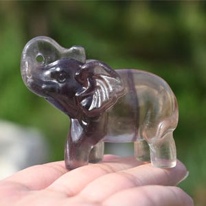 2.3&#39;&#39; Natural Hand carved Fluorite elephant,Quartz crystal,Crystal collect,Crystal elephant,Crystal gift,Crystal healing