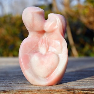 3.1&#39;&#39; Natural Hand carved Pink opal Couples ,Quartz crystal,Crystal collect,Crystl Lovers,Crystal gift,Crystal healing