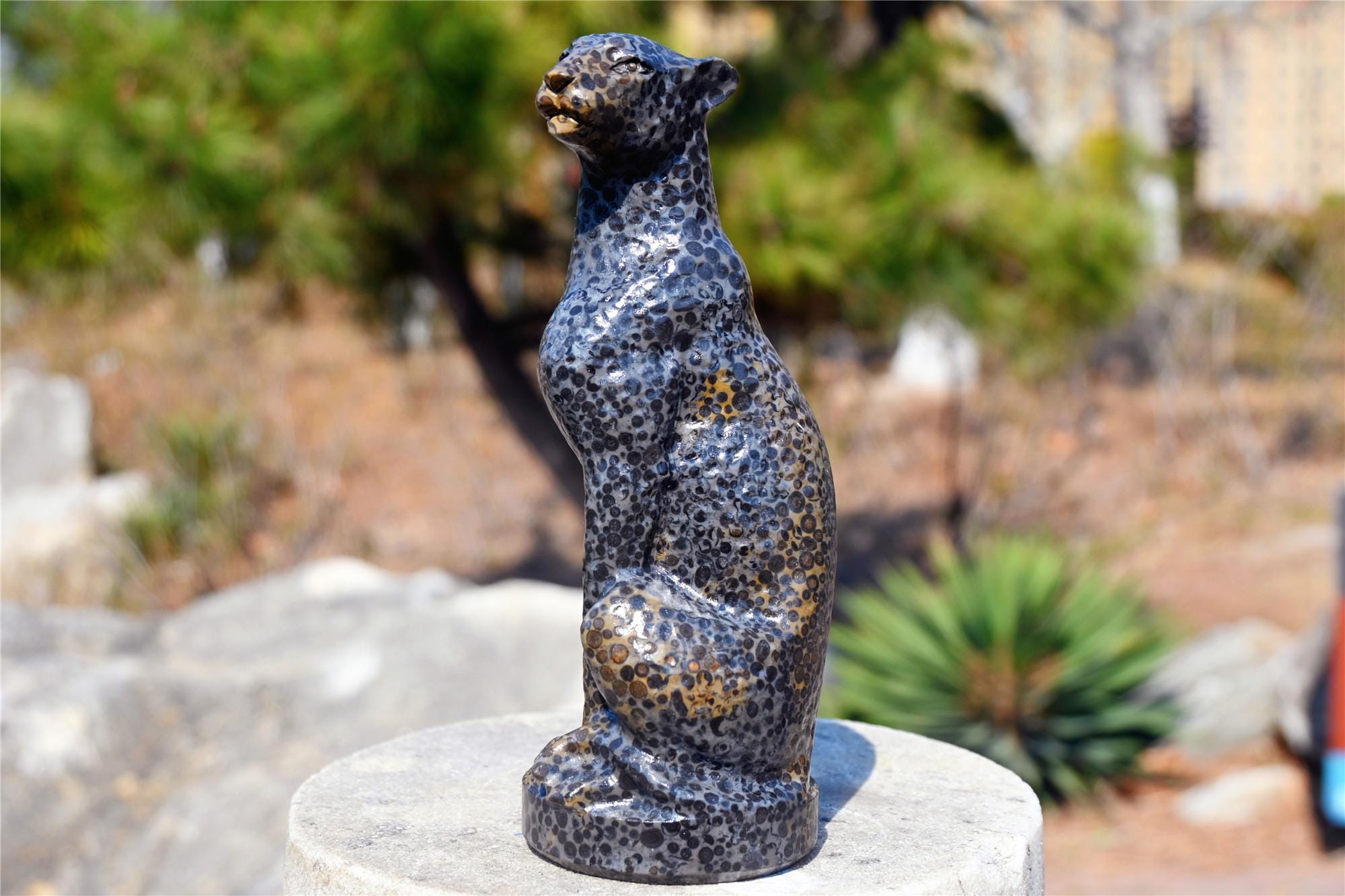 5.6'' Natural carved crystal leopard print stone leopard ,Quartz crystal,crystal leopard,Crystal gift,Home statue,Reiki healing