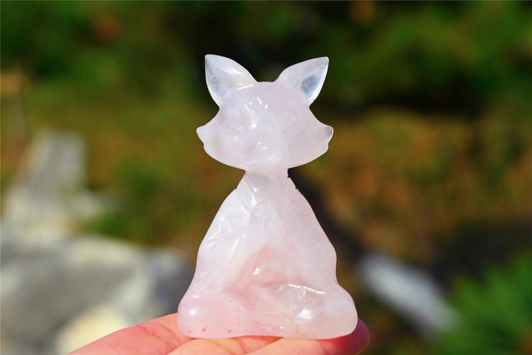 2.6'' Natural Carved Rose Quartz Fox,quartz Crystal,crystal