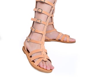 Sandalias de gladiador de cuero de la antigua Grecia • Zapatos únicos hechos a mano • Sandalias de verano en muchos colores S77