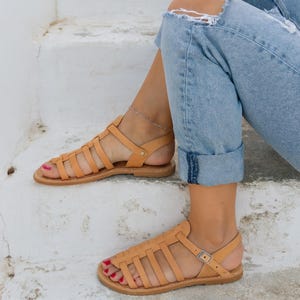 Natural Leather Fisherman Sandals: Open Toe Summer Flats Greek Gladiator Style Shoes