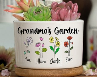 Personalized Birth Month Flower Family Plant Pot, Custom Grandma's Garden Plant Pot, Mother's Day Gifts 2024, Gift For Mom, Gift For Her