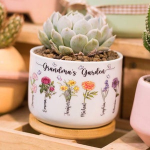 Custom Birth Month Flower Plant Pot, Personalized Grandma's Garden Plant Pot, Mother's Day Gifts, Gift For Her, Gifts For Nana Mimi Gigi image 4