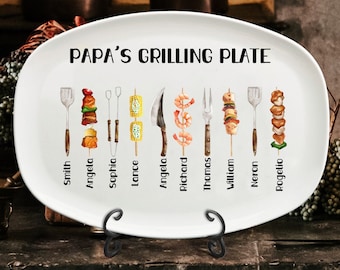 Assiette à griller de papa 2024, assiette personnalisée pour la fête des pères 2024, assiette pour papa, grand-père, cadeau pour papa et enfant