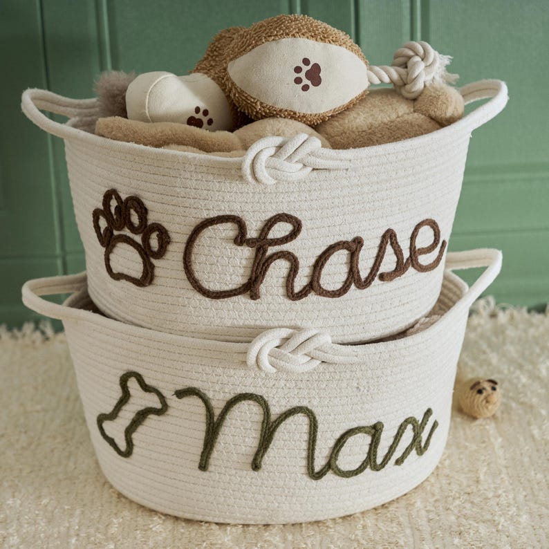 Custom Pet Toy Basket, Christmas Gift, Dog Cat Basket, Puppy Toy Basket
