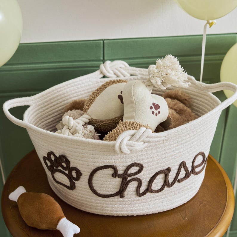 Custom Pet Toy Basket, Christmas Gift, Dog Cat Basket, Puppy Toy Basket