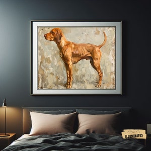 Hungarian Vizsla Hunting Dog, Vintage Painting, Landscape Painting, Hunting Wall Art, Vintage Wall Decor, Printable Painting