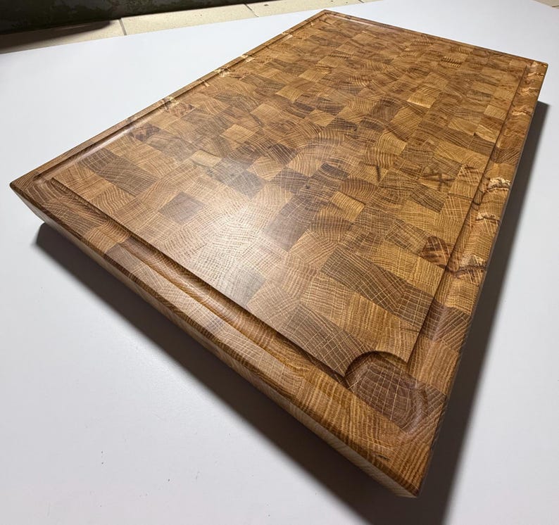 Butcher's block - End grain wood board - Solid oak - Made in France image 5