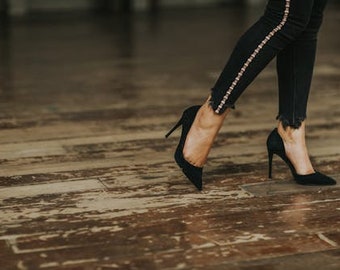 Handmade stylish elegant black personality heels