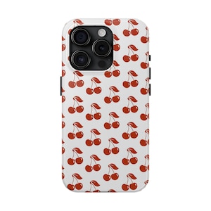 Cherry Pattern Tough Phone Cases - Stylish Tech Accessories, Cute Gifts for Teens, Summer Vibe, Phone Protection, Trendy Design