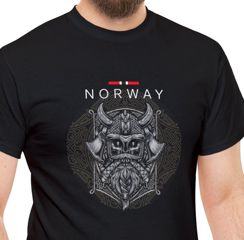 Norway Viking T-shirt Unisex Heavy Cotton Tee zdjęcie 1