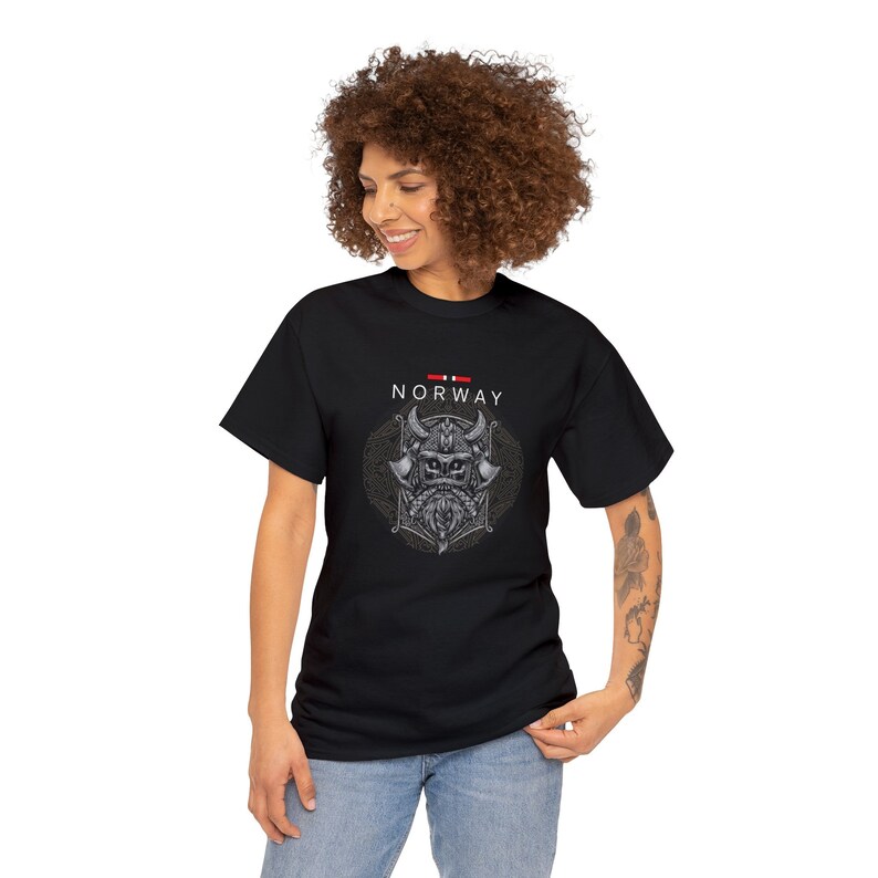 Norway Viking T-shirt Unisex Heavy Cotton Tee zdjęcie 3