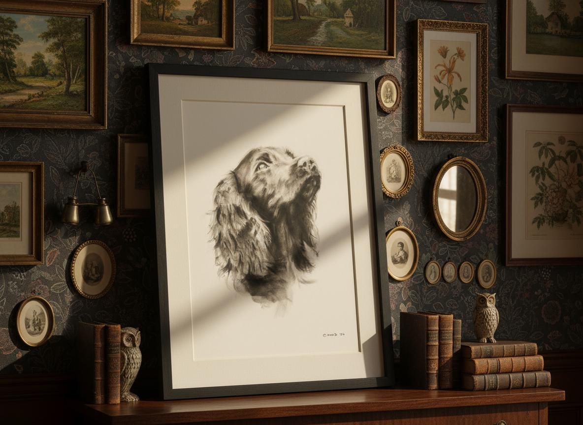Spaniel Sketch Drawing Print | Dog Pet Portrait, Black and White - Etsy