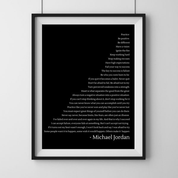 Michael Jordan Zitate | Digital Druckbare Wandkunst | Inspirierende Zitate | Jordanien Mentalität Poster | Basketball-Zitat | Motivierende Zitate