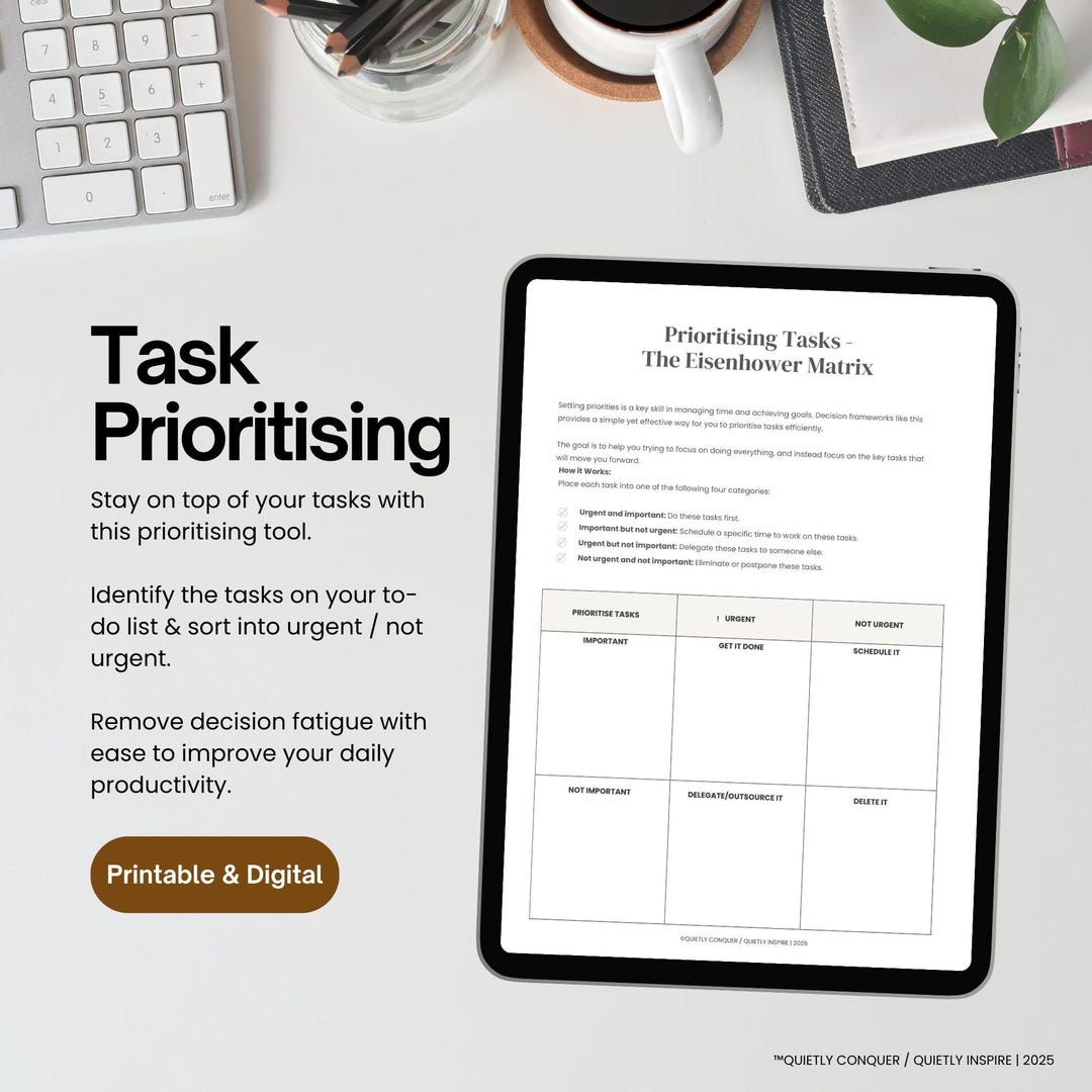 Eisenhower Matrix Printable: Task Prioritizing PDF Planner (A4/A5/US ...