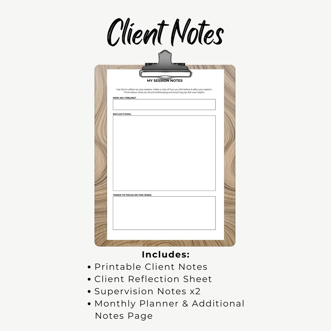 Therapy Notes Bundle: Client & Supervision Session Planner (PDF) - Etsy
