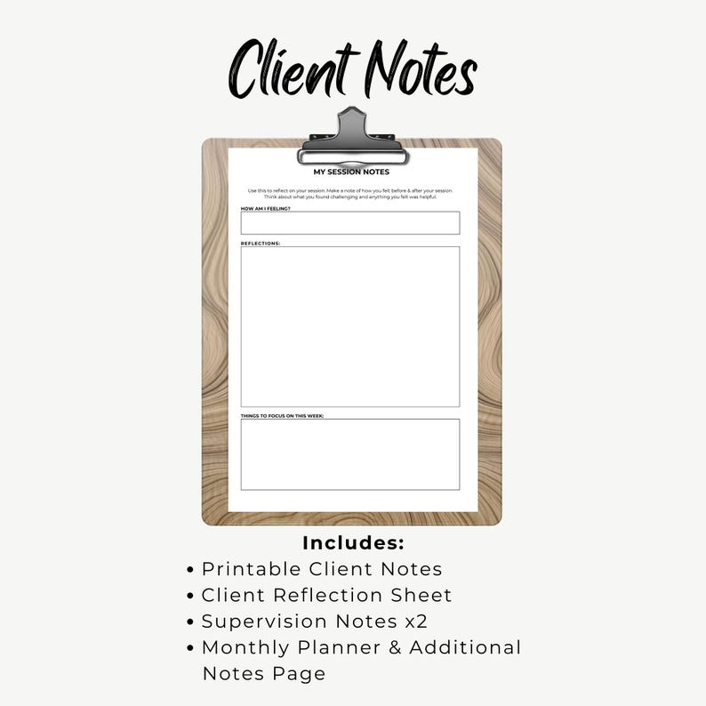Therapy Notes Bundle: Client & Supervision Session Planner (PDF) - Etsy