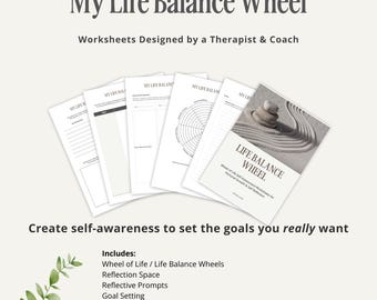 Hoja de trabajo de la Rueda de Equilibrio Vital: Herramienta de Terapia y Coaching (Libro de trabajo imprimible en PDF para establecer objetivos)