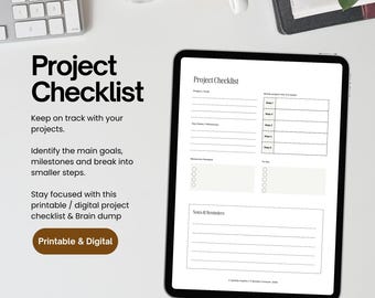 Minimalist Project Planner Checklist: Goal Setting, Task Breakdown (PDF Download A4/A5/US Letter)