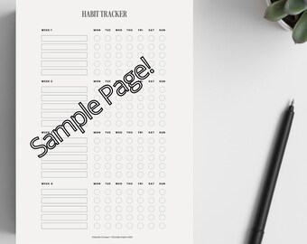 Planificador de hábitos imprimible: Inserto minimalista (A4, A5, Carta EE. UU.) (PDF / Descarga digital)