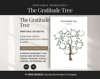 Gratitude Tree Printable: Therapy Worksheet for All Ages (Digital Download)