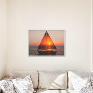 MARE, TRAMONTO,BARCA, estate, stampa d'arte digitale, arte da parete, ai generato, download digitale, oggettistica per la casa, fotografia