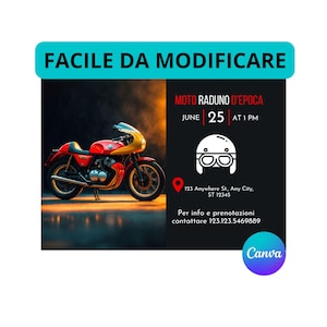 MOTORRAD-RALLYE-EINLADUNGSKARTE anpassbar, bearbeitbar, druckbar oder digital verwendbar, Sie können sie über WhatsApp senden
