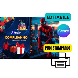 CARTES DE VŒUX DIGITALES HORIZONTALES JOYEUX ANNIVERSAIRE faciles à modifier, vous pouvez imprimer ou envoyer via WhatsApp utilisables numériquement