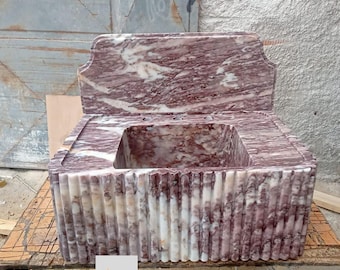 Hand Carved Purple Marble Wall Sink – Bathroom Decor, 24.8" Wide Bathroom Vanity