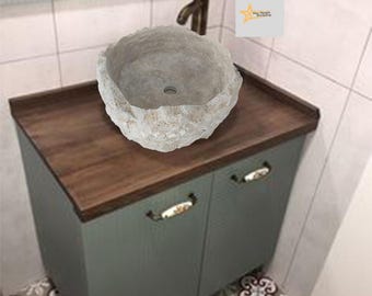 Custom Travertine Sink, Handmade Stone Vessel Sink, Beige Marble Bathroom Sink, Luxury Vanity Sink, Made to Order Natural Stone Sink