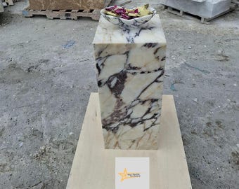 Handmade Calacatta Viola Marble Pedestal Table, Luxury Italian Stone Furniture