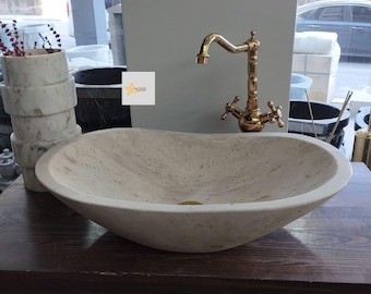 Custom Travertine Sink | Handmade Natural Stone Bathroom Sink | Luxury Vanity Basin | Made to Order | Modern Bathroom Decor