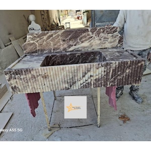 Purple Marble Sink Wall Mounted Sink Farmhouse Sink Toilet Room Sink Hand Carved Marble Sink Counter Top Sink
