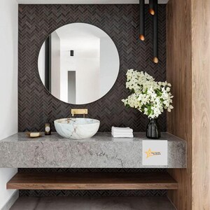 Hand Carved Gold Calacatta Marble Round Sink, Bathroom Decor, Luxury Vanity Bathroom Basin
