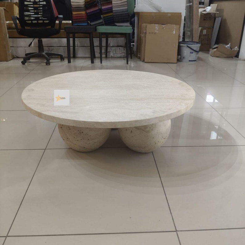 Stylish Travertine Coffee Table | Natural Stone Accent Table - Etsy
